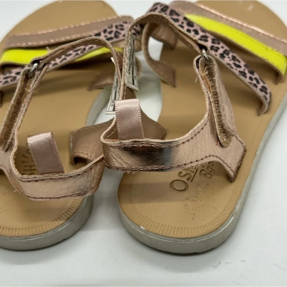 Toddler Girl Rose Gold & Leopard Multi Strap Sandals